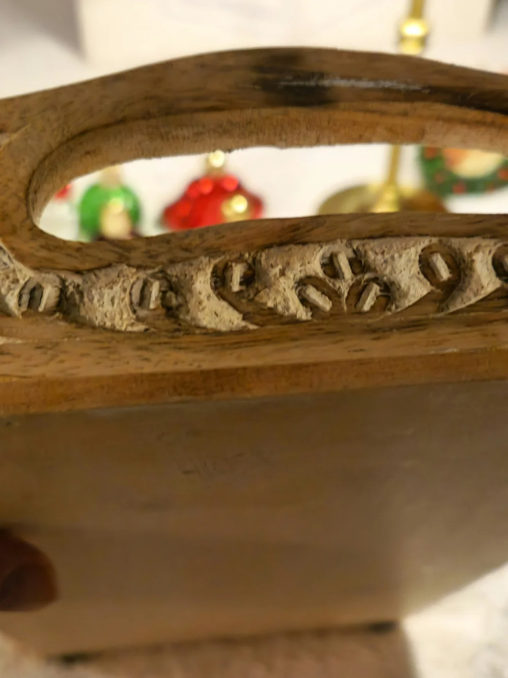 Hand Carved Wood Bath Or Spa Caddy Tray With Handles & Wirds Of Inspiration.
